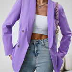 Nadorine Casual Blazers Double Breasted Long Sleeve Work Office Blazer Jacket
