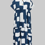 A-line High Waisted Buttoned Contrast Color Pleated Pockets Lapel Midi Dresses