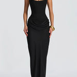 Eleanor | Square-Neck Satin Maxi Dress