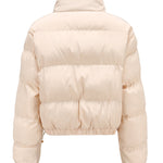 Short Puffer Jacket Stands Up Button Zipper Outerwear