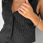 Retro V-neck striped two-piece set