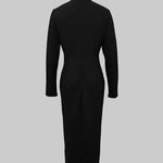 Bodycon Long Sleeves Asymmetric Split-Joint High Neck Maxi Dresses