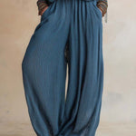 Bohemian Casual Textured Sleeveless Top & Wide-Leg Pants Set