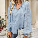 Zeagoo Zeagoo Boho Floral Print V Neck Shirt Long Sleeve Stylish Tops
