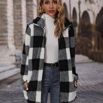 Nadorine Buffalo Plaid Open Front Flannel Longline Coat