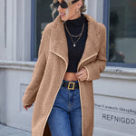 Lapel Irregular Mid -length Double -sided Plush Coat
