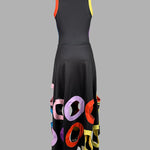 A-Line High Waisted Contrast Color Hollow Round-Neck Maxi Dresses