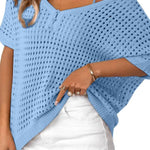 Women's Summer Hollow Out Crochet Knit Tops Beach Coverup