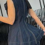 A-Line Loose Split-Joint Zipper Round-Neck Vest Top
