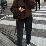 Women's Lapel Temperament Double -row Hair Woolen Jacket