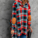 Nadorine Elbow Patch Hooded Plaid Cardigan for Women Casual Work Office Loose Fit 2026 | Under $25