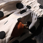 Nadorine Casual Polka Dot Wide-Leg Cotton-Linen Palazzo Pants