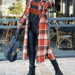 Flannel Wool Blend Plaid Lapel Button Down Shirt Long Sleeve Shacket Jacket with Pockets