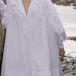 Long Sleeves Loose Buttoned Solid Color Stand Collar Mini Dresses Shirt Dress