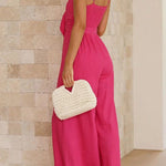 Vrinda Pocketed Adjustable Tie Smocked Back Jumpsuit