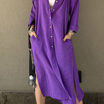 Casual Solid Buckle POLO collar Shirt Dress Dresses