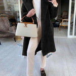 Faux Fur Plush Coat Open Front Solid Long Teddy Overcoat