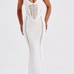 Sexy hollow lace-up large backless knitted dress