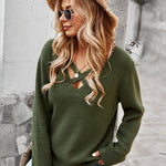 Sexy Hollow V Neck Long Sleeve Sweater