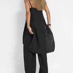 Women Casual Long Vest and Wide Leg Pants Two Pieces Set Suits