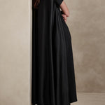 Loose Short Sleeves Pockets Solid Color Round-Neck Maxi Dresses