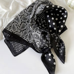 Retro Contrast Bohemian Paisley Print Satin Scarf
