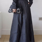 Loose Wide Leg Split-Joint Striped Pants Trousers