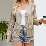 Rib Knit Button Front Cardigan with Pockets