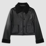 Thick Lapel Velvet Imitation Leather Jacket