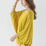 Vintage Loose Round-Neck Batwing Sleeves Shirts