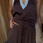 Sunday Social Satin Drawstring Elastic Waist Pocketed Loose Jogger Pants