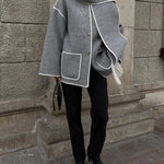 Women's Thickened Loose Woolen Coat with Fringed Scarf