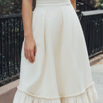 Puff Sleeve Ruffle Hem A-Line Midi Dress