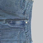 High Waisted Wide Leg Contrast Color Pockets Jean Pants Bottoms