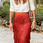 Stylish fringed slim fit skirt