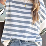 Stripe Drop Shoulder Striped Pullover Sweatshirt
