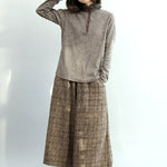 Vintage Loose Wide Leg Checkered Elastic Waist Pants