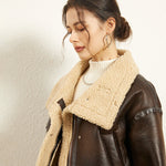 Loose Thick Lapel Velvet Imitation Leather Jacket Coat