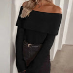 Off Shoulder Fold Over Sweater Sweaters