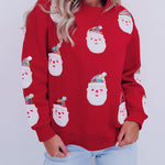 Fiery Red Sequined Christmas Santa Clause Graphic Sweatshirt