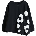 Original Loose Flower Printed Round-Neck Long Sleeves T-Shirt Top