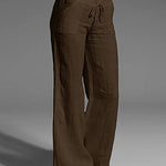 Nadorine Drawstring Elastic Waist Linen Pants with Pocket Summer Wide Leg Pant Palazzo Trousers