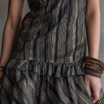 Boho Vintage Striped Cotton Ruffle Mini Dress