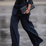 Loose Printed Striped Suit Pants Trousers