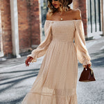 Nadorine Women's Bell Sleeve Shirred Bodice Ditsy Dress