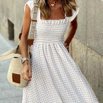 Singing Solo Multi Plaid Smocked Bust Maxi Dress