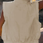 Versatile Stand Collar Button Sleeveless Loose Pocket Casual Vest Jacket