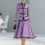 Elegant Contrasting Color Tweed Two-piece Set
