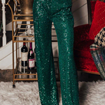 Margovil Drawstring Mid Waist Glitter Sequin Pants