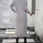 Sweater Maxi Dress Long Sleeve Button V Neck Knitted Dresses Oversized Loose Fashion Streetwear